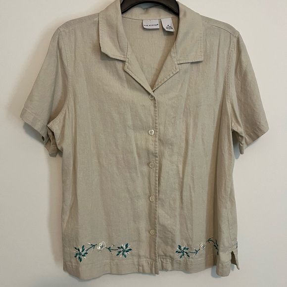 Kim rogers floral linen shirt size medium - Picture 1 of 6